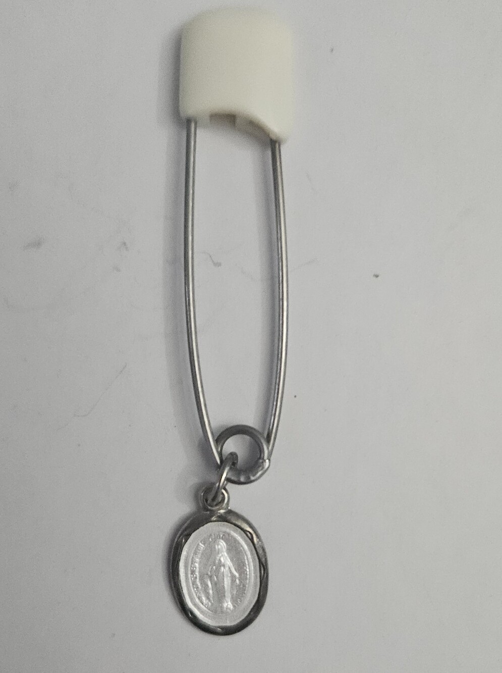 Silver Tone Baby Protection Pin Miraculous Medal Charm Catholic Religious